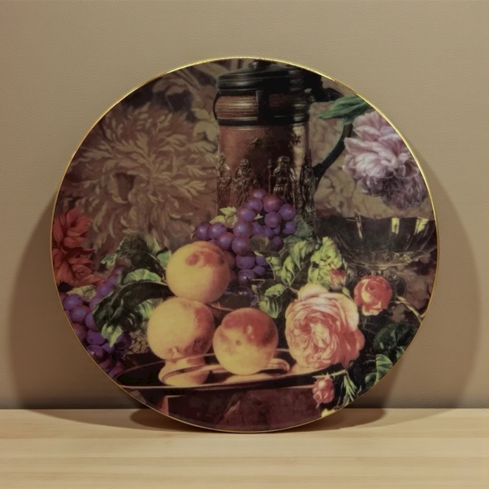 Elegant Floral and Fruit Decorative Plate made in Czech Republic